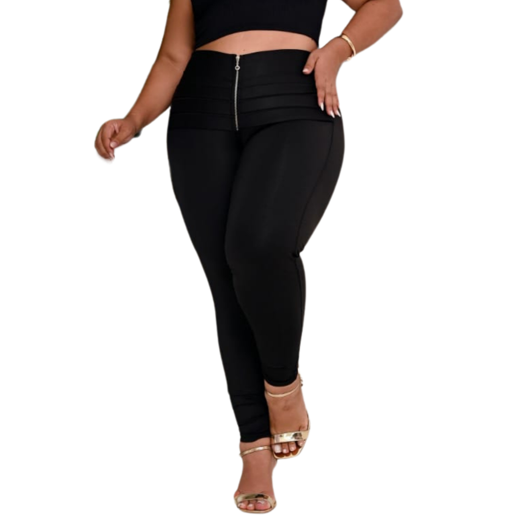 Legging Plus Size Calça Feminina Montaria Com Ziper  Cintura Alta leg plus size