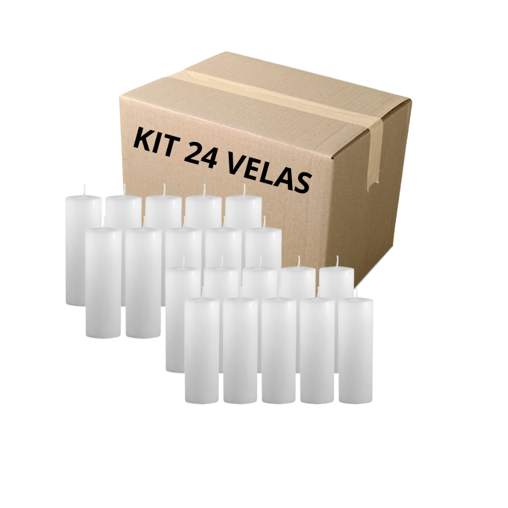Kit 24 votativas Vela 7 dias 250g Branca Atacado Parafina Pura Votiva
