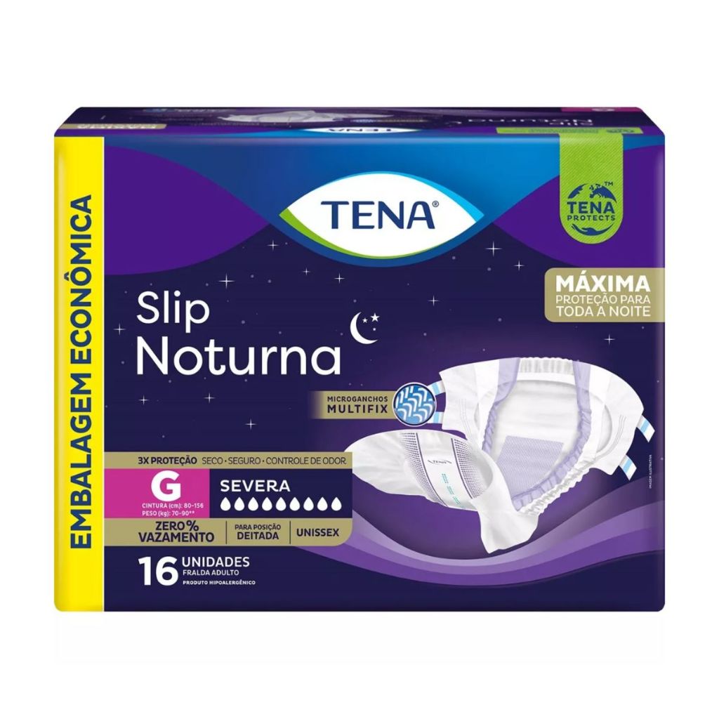 Fralda Geriátrica Tena Slip Noturna Tamanho G 16 Unidades