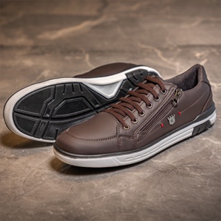Sapatenis Masculino Versales Tamanho Especial Calce Facil Zíper Lateral Marrom Preto Branco Azul em Oferta na Shopee