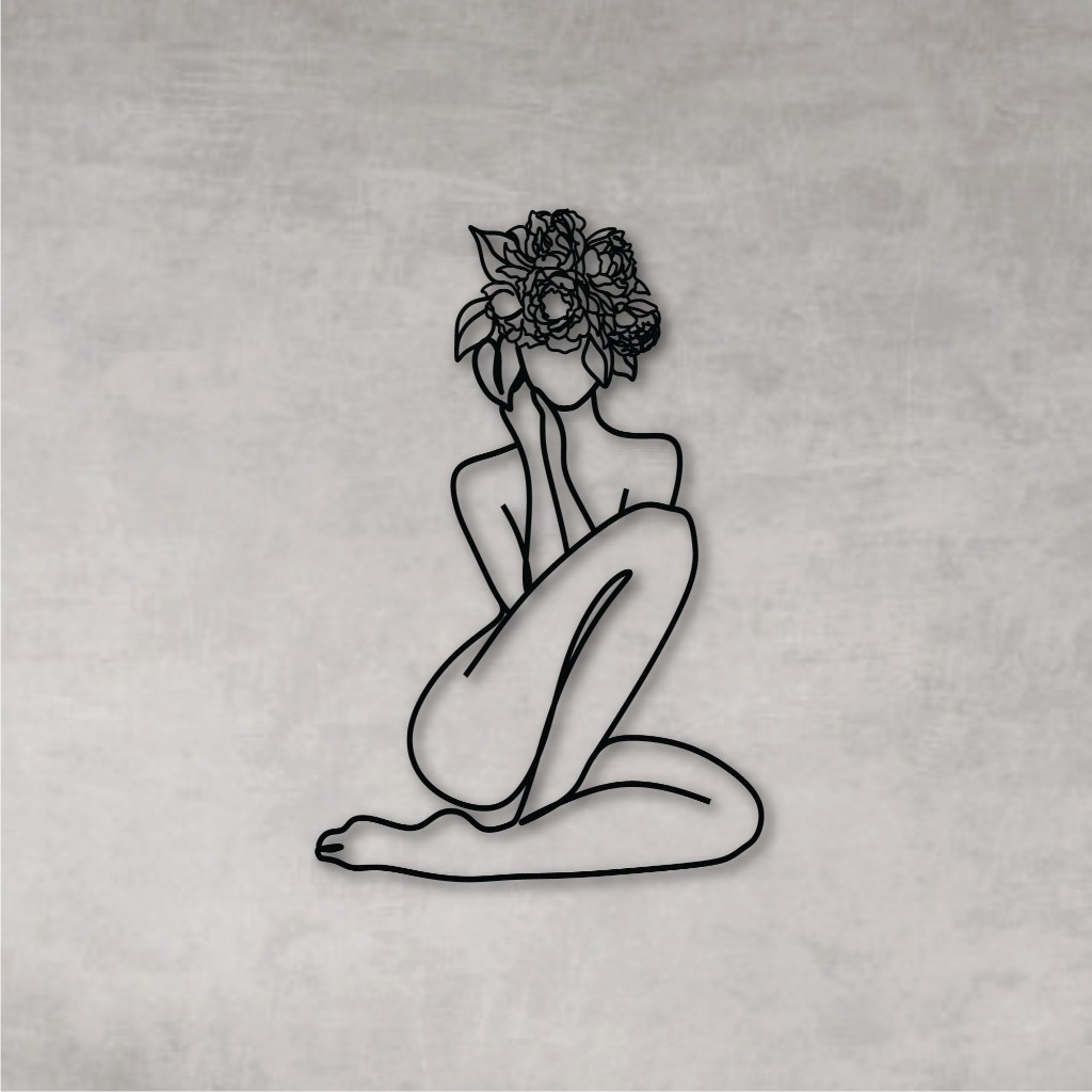 Quadro Decorativo Vazado Decoração Mulher Flores Ramos Vários Modelos MDF Preto em Oferta na Shopee