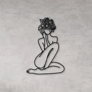 Quadro Decorativo Vazado Decoração Mulher Flores Ramos Vários Modelos MDF Preto em Oferta na Shopee