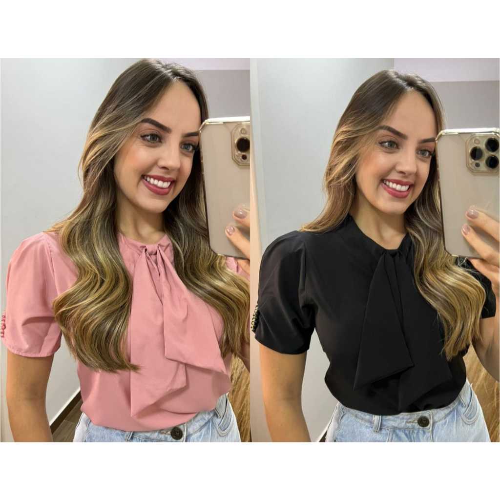 Kit 2 Blusa Feminina P ao G3 Plus Size Moda Evangélica Fardamento Social Manga Curta