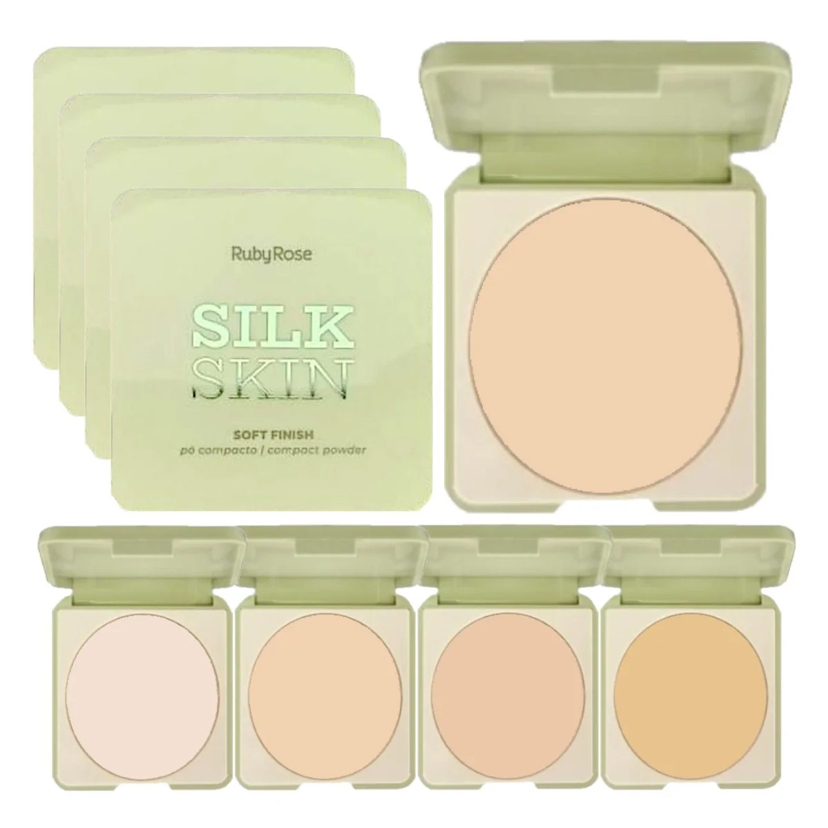 Pó Compacto Facial Compact Powder Facial Ultrafino Silk Skin 9,5g - HBT14004 em Oferta na Shopee