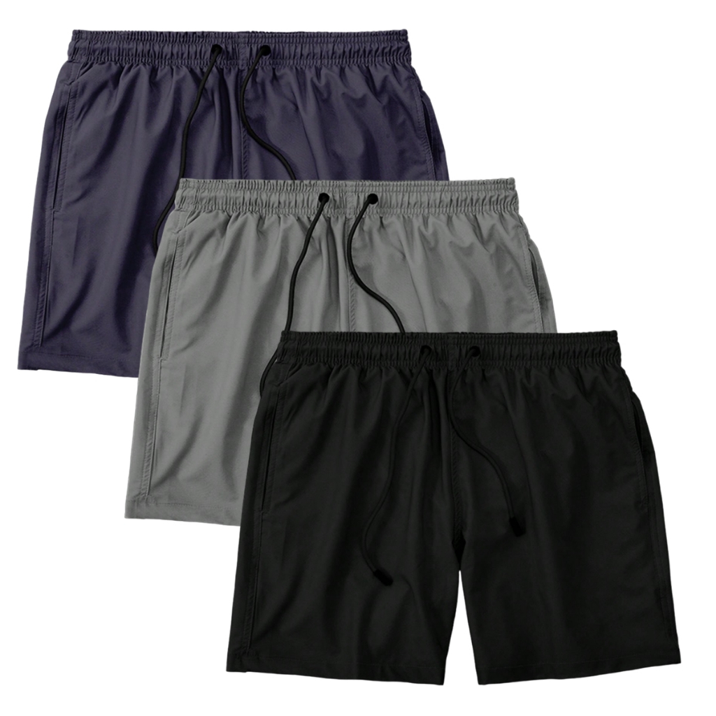 Kit Bermuda Masculina Tactel Lisa Básica Esportiva