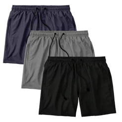 Kit Com 02/03 Bermuda Masculina Tactel Lisa Básica Esportiva