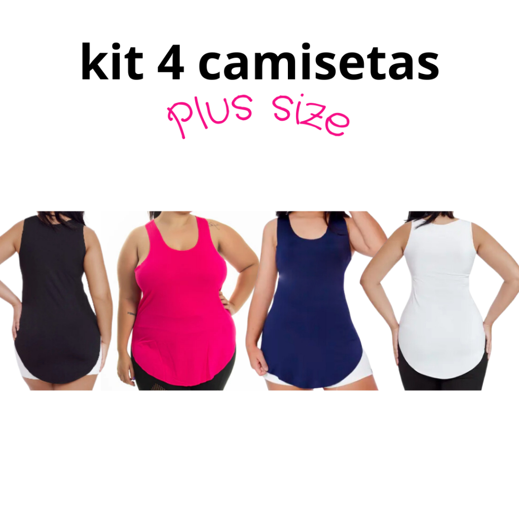 kit 4 camisetas tapa bumbum PLUS SIZE básica crossfit academia beach tennis uv50+