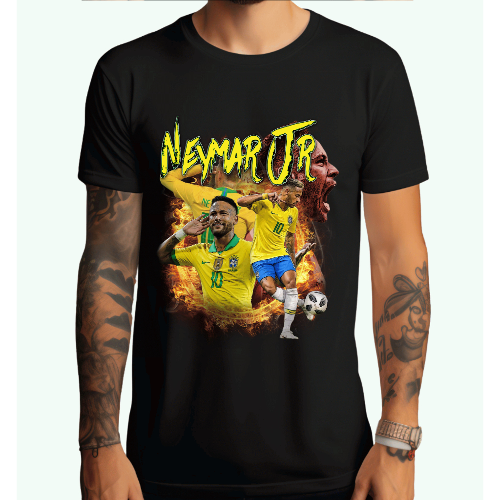 Camiseta Regular Casual Algodão 30.1 Futebol Neymar Jr Seleção Brasileira