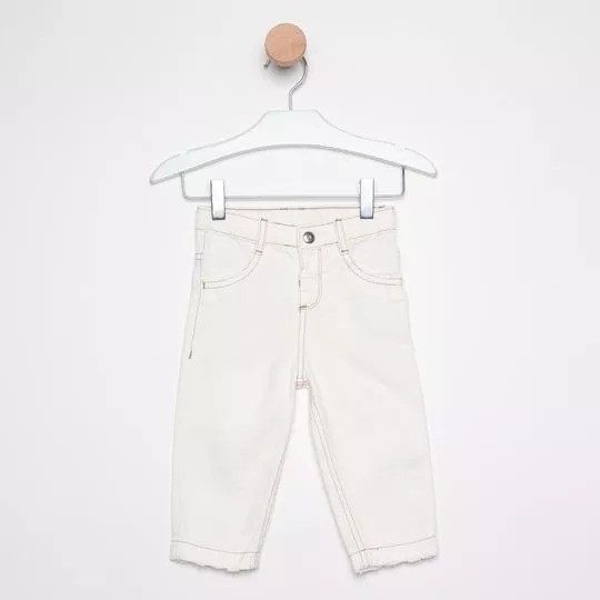 Calça Infantil Reta em Sarja (Off White)Hering Kids