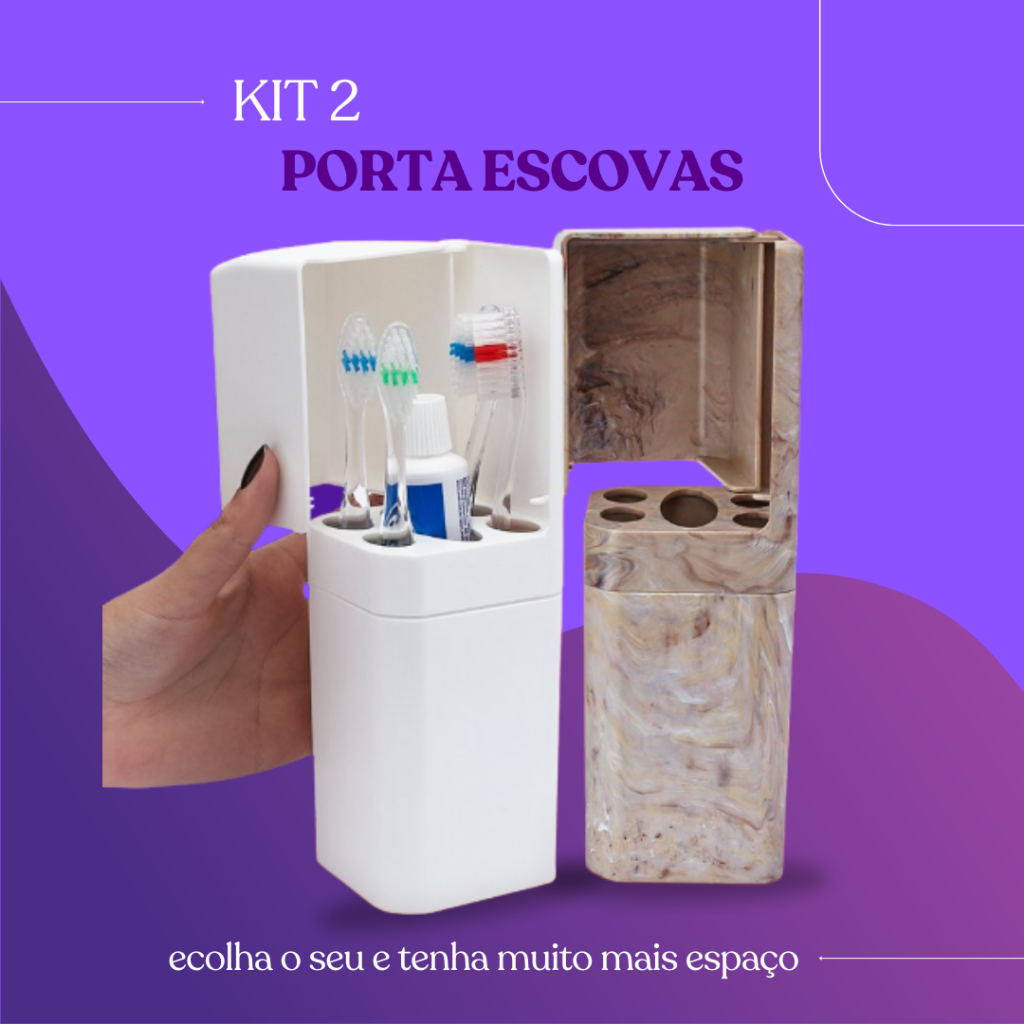 Kit 2 Porta Escova De Dente Organizador Suporte Kit Banheiro Lavabo Kit Cozinha Casa Maquiagem Top