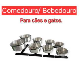 Comedouro duplo elevado alto ajustável para  cães e gatos em Oferta na Shopee