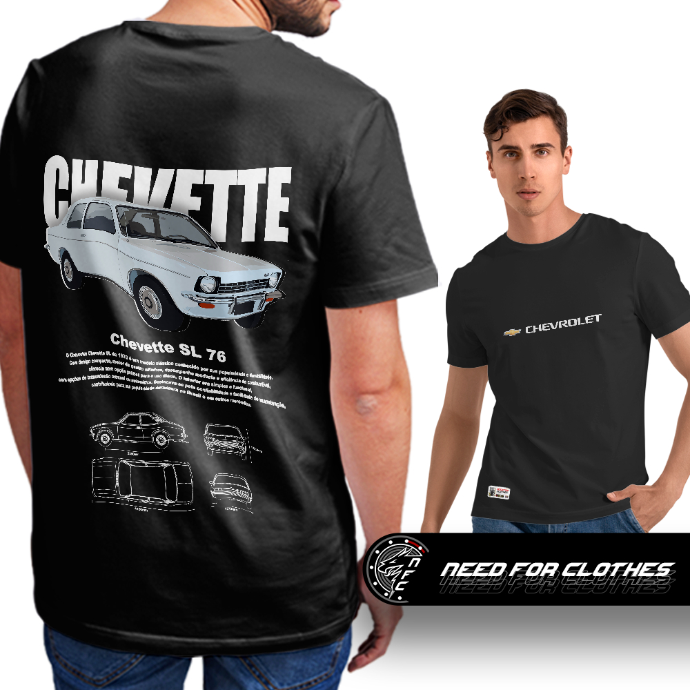 Camiseta Chevette SL 76, Clássico Chevrolet, Ícone dos Anos 70, Automobilismo