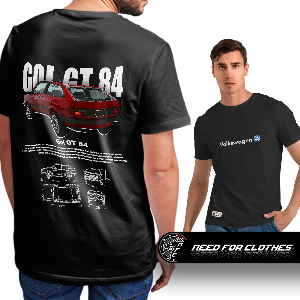 Camiseta Gol GT 84, Volkswagen, Esportivo Nacional, Hatch Clássico, Automobilismo