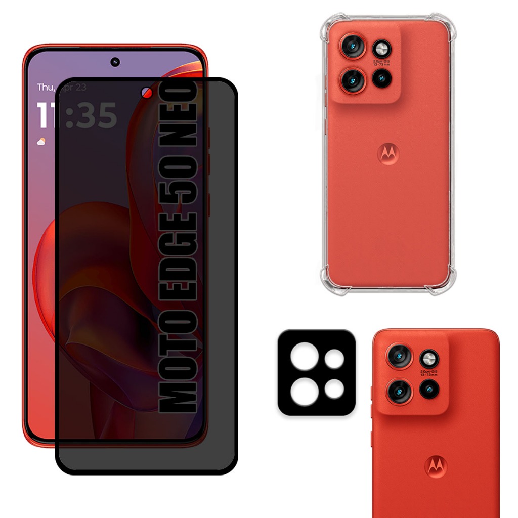 Kit Para Moto Edge 50 Neo | Película de Privacidade Fosca - Capa Anti Shock - Película da Câmera 3D em Oferta na Shopee