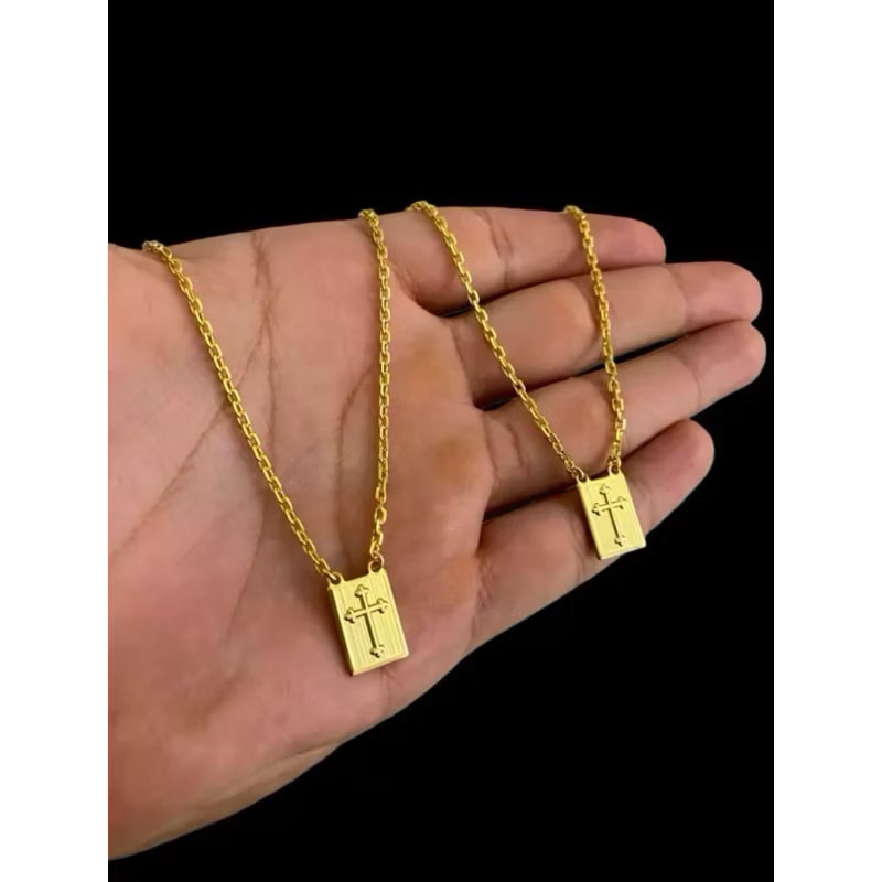 ￼Corrente Escapulário Estrela de Davi Cartie Banhado a Ouro 18k Colar Folheado