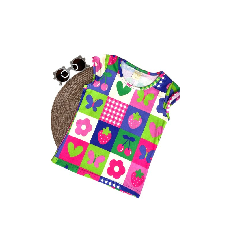 Blusa Infantil Menina Casual Moderno Charmoso Delicado Princesa Estampada Colorida Feminino
