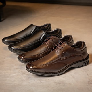 Kit 2 Pares Sapato Social Masculino Versales Tamanho Especial Material Nobre Café Preto Confortável