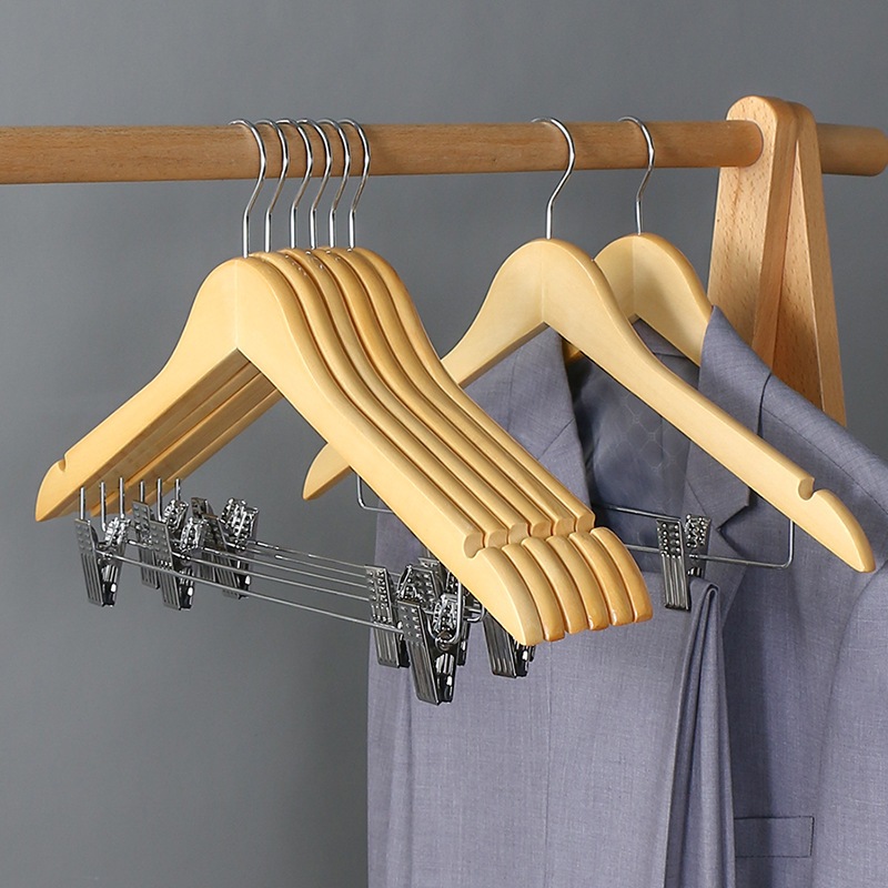 Kit 100 Unidades De Cabides De Madeira De Presilhas Marfim Para Bermudas E Calças Para Loja De Roupas em Oferta na Shopee