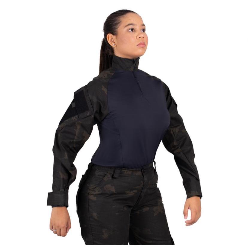 Camisa Combat Shirt Feminina Manga Longa Airsoft Com Proteçao UFV50 Reforçada
