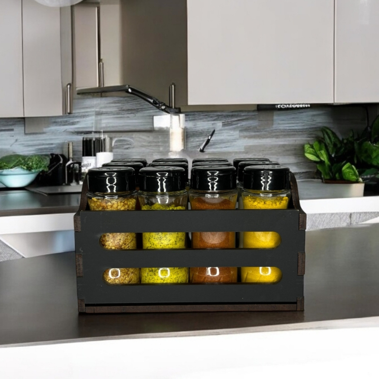 Kit 12 Potes Plástico Porta Tempero MDF Caixa Cozinha Decoração Enfeite Organizador Mantimentos em Oferta na Shopee