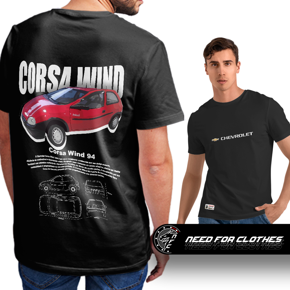 Camiseta Chevrolet Corsa Wind 1994, Hatch Compacto, Popular, Automobilismo
