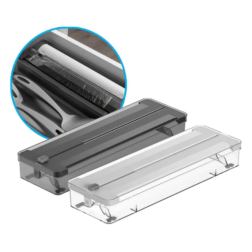 Organizador de Gaveta Papel Aluminio Cortador Papel Filme Cozinha Achadinhos