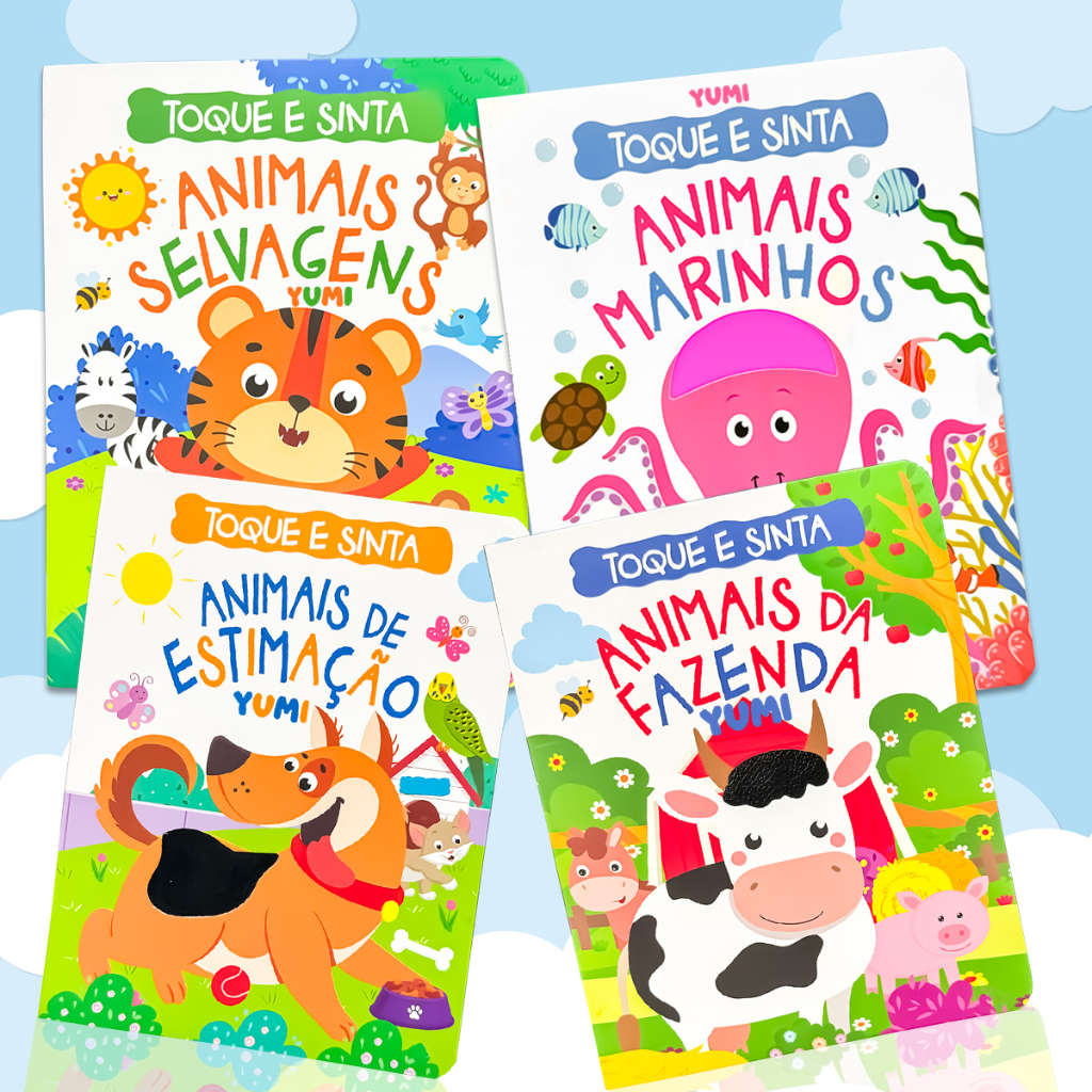 Coleção Livros Sensoriais Para Crianças : Toque E Sinta Os Animais | Leitura Interativa - Capa Dura em Oferta na Shopee