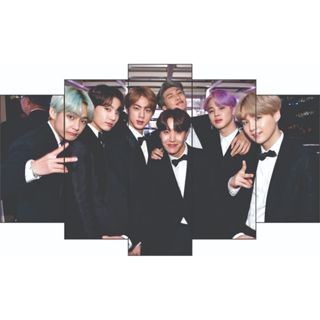 BTS - Quadro decorativo Mdf - 80x45 cm  Mosaico - 5 partes - K-pop - Música em Oferta na Shopee