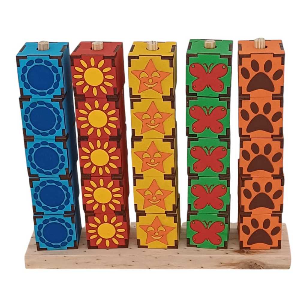 Cubos Seriados Jogos Educativos Pedagógicos Lúdicos Montessori Brinquedos madeira divertidos criativos Educação Infantil