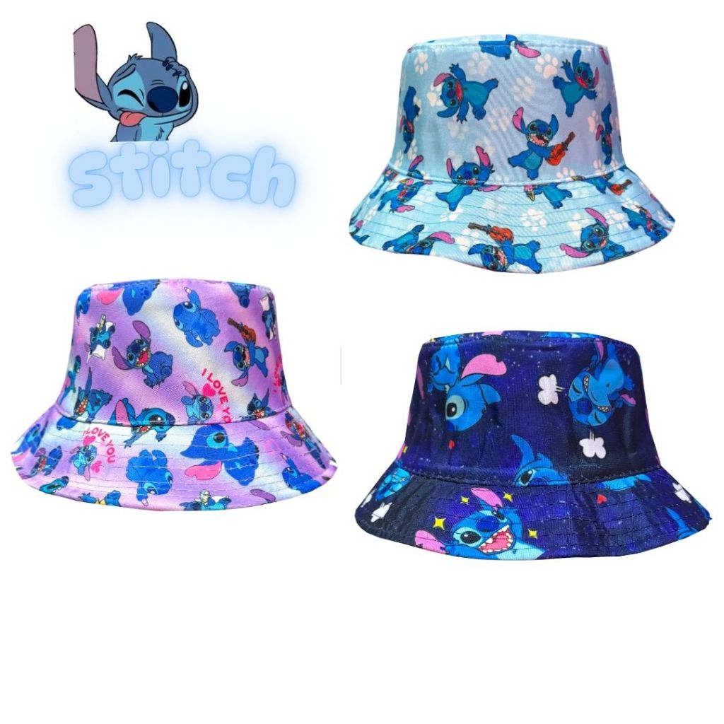 Boné Do Stitch Infantil Chapéu Bucket 1 a  8 Anos Praia Piscina