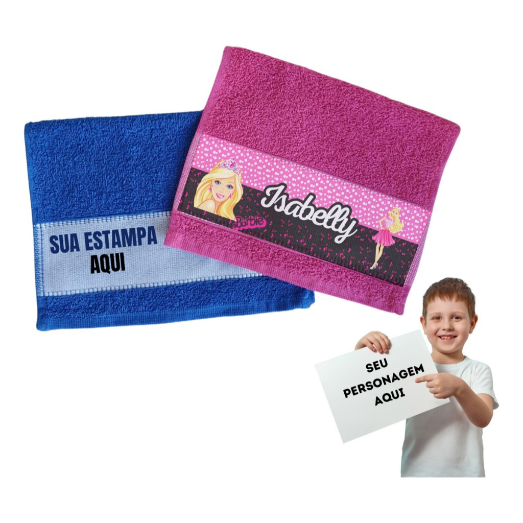 Kit 2 Toalhinhas Infantil Volta as Aulas Personalizada Com Nome Personagem Lavabinho Mão Boca Rosto em Oferta na Shopee