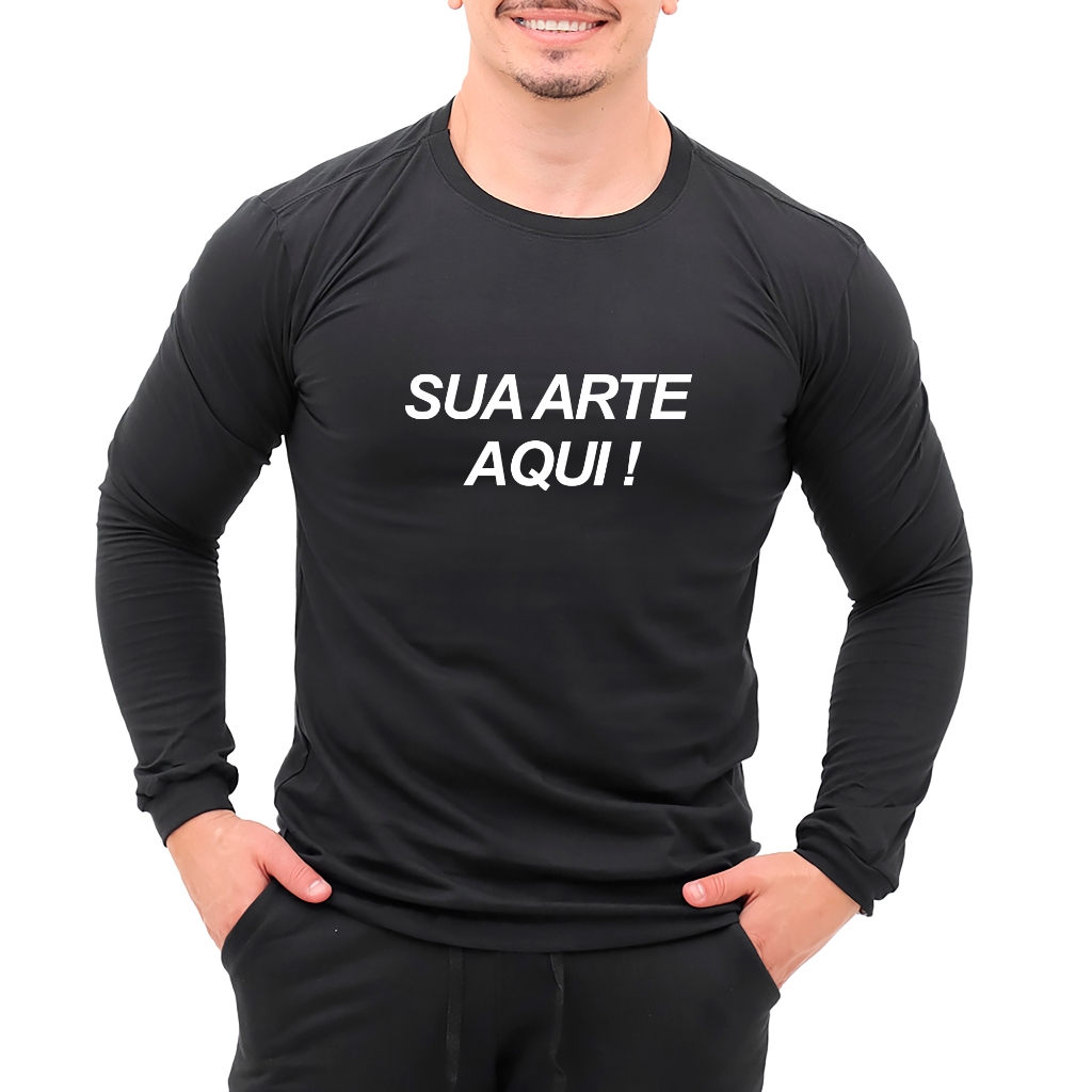 Camiseta Manga Longa Comprida 100% Algodão Premium Unissex Sua Arte Frase Logo Foto Personalizada em Oferta na Shopee