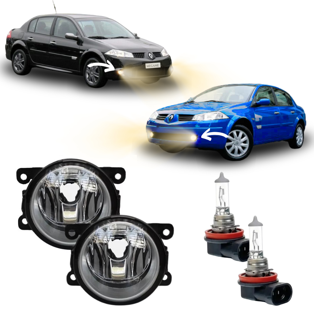 Par Farol Milha Renault Megane Sedan Grand Tour 2007 a 2011 Dynamique Expression Privilège Vidro H11