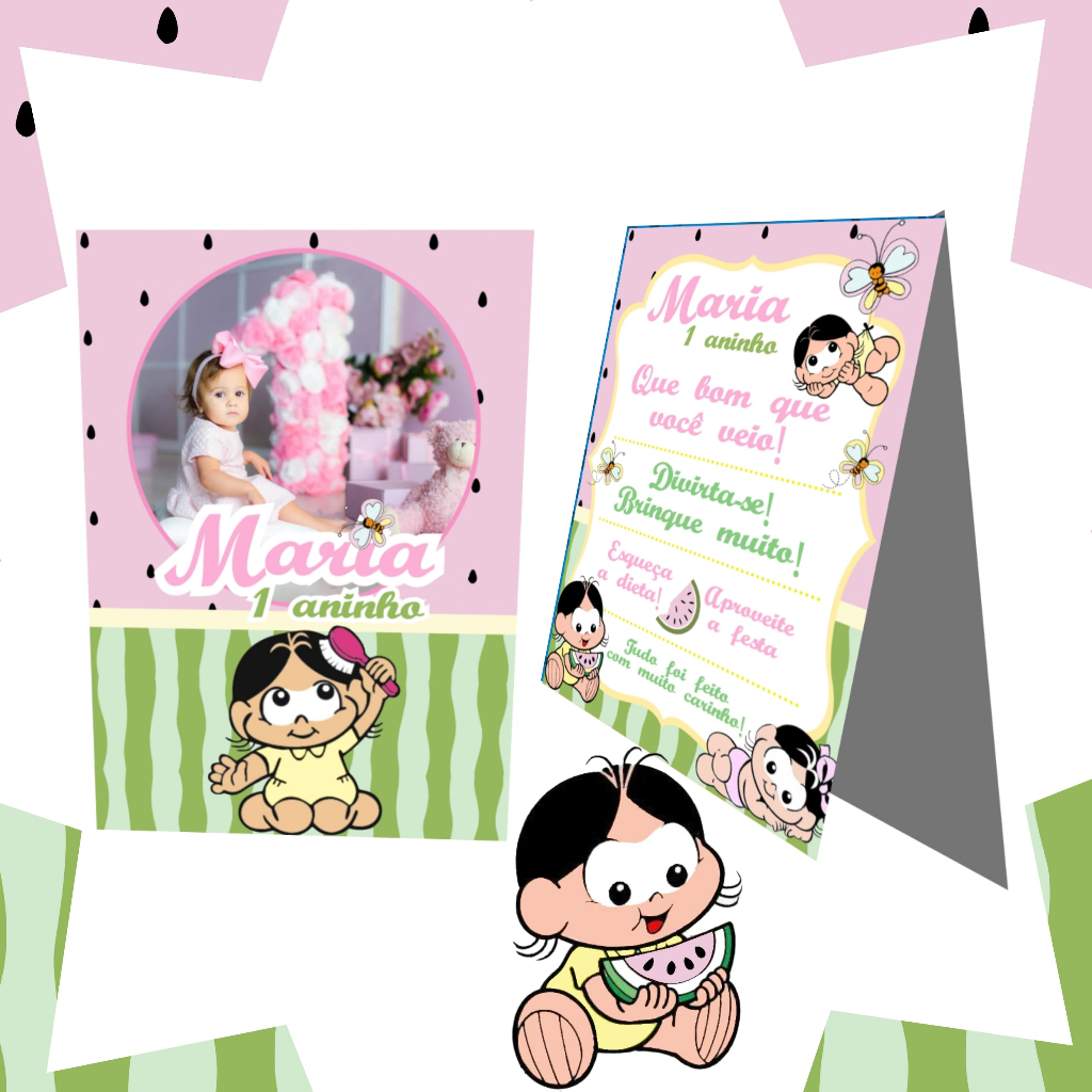 Plaquinha de agradecimento centro de mesa /cartao de agradecimento de mesa MAGALI CUTE BABY COM FOTO