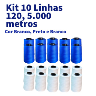 Kit 10 linhas 120 de 5.000 metros, cor Branco, Preto e Colorido em Oferta na Shopee