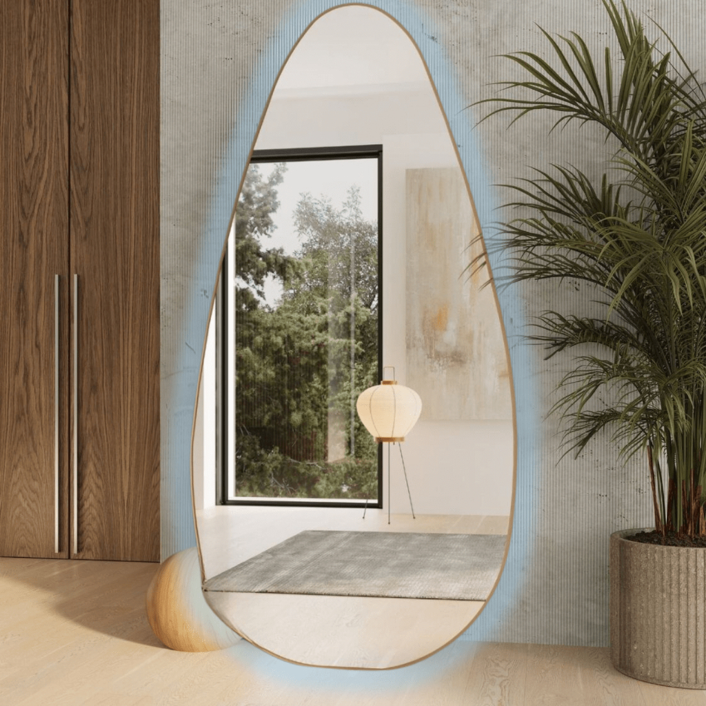 Espelho Mônaco Orgânico Grande Com Led Amarelo ou Branco Bivolt + Fonte de tomada INCLUSA
