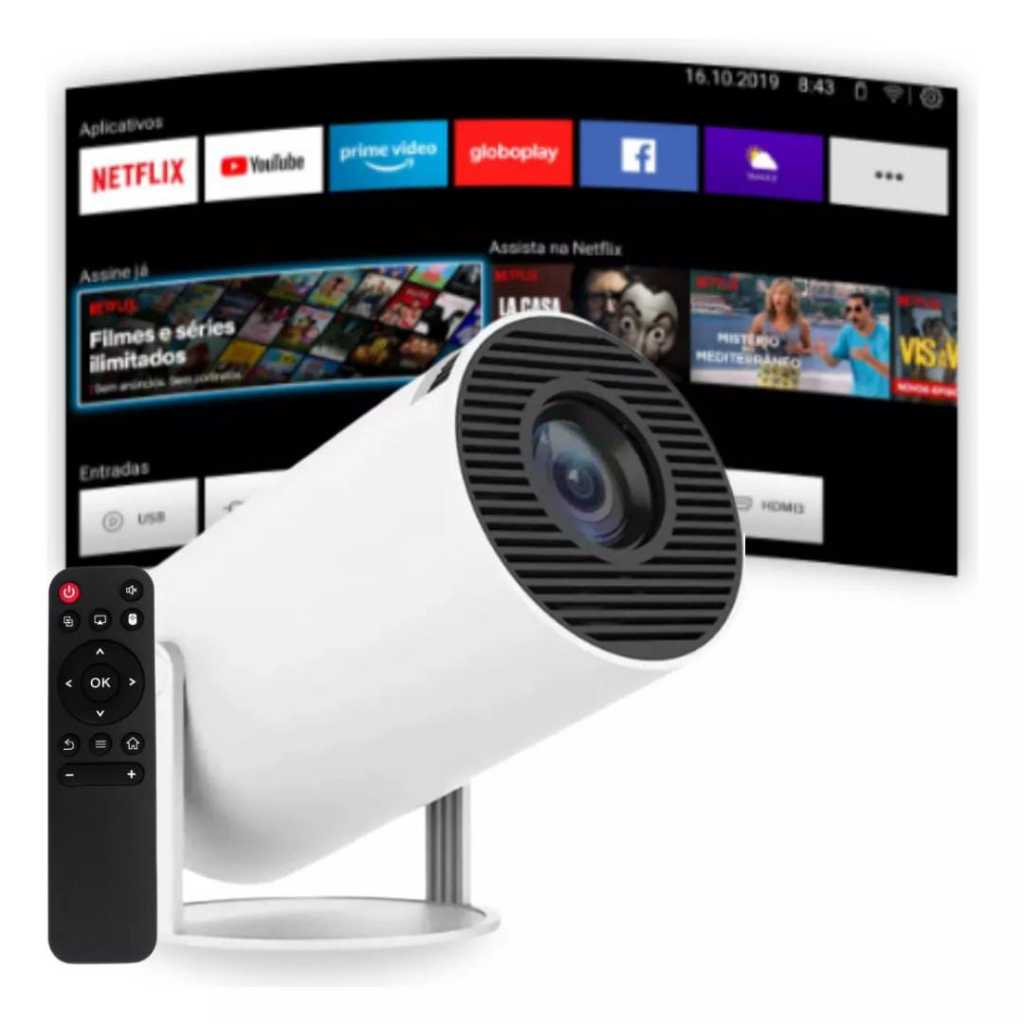 Projetor Portátil para Filmes e Desenhos - Fácil de Usar Cinema em casa + Controle