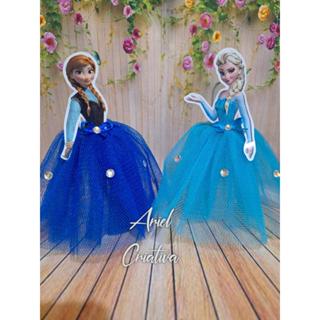 Kit 10 Tubetes lembrancinha de Frozen com saia de tule em Oferta na Shopee