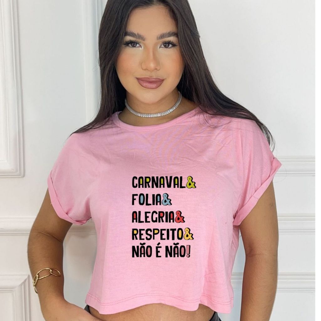 Cropped feminino estampado Carnaval & Folia