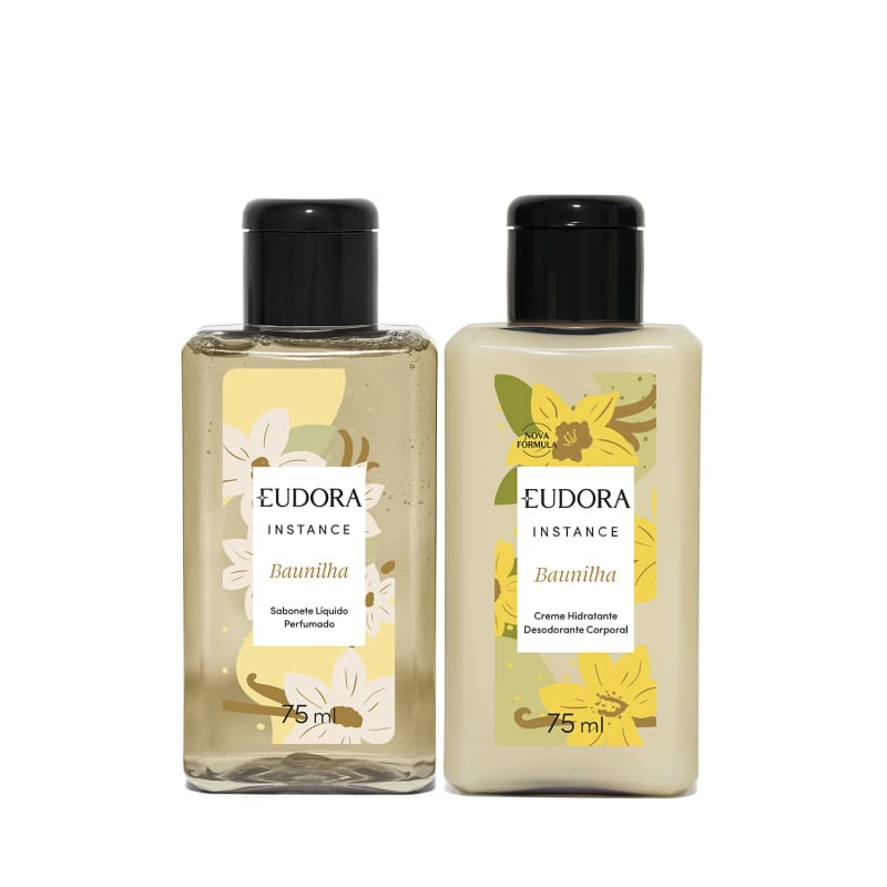 Combo Instance Baunilha Mini: Sabonete Líquido 75ml + Loção Hidratante Desodorante Corporal Baunilha 75ml | Eudora
