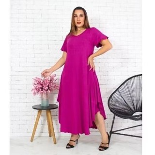 VESTIDO EVASE MIDI PLUS SIZE VISCOLYCRA, em Oferta na Shopee