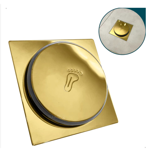 Ralo Click Dourado Inteligente 10x10 Bloqueia Mal cheiro Inox