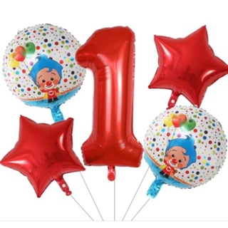 Kit c/5 balões metalizado palhaço plim plim heroi do coração número mede 40 cm em Oferta na Shopee
