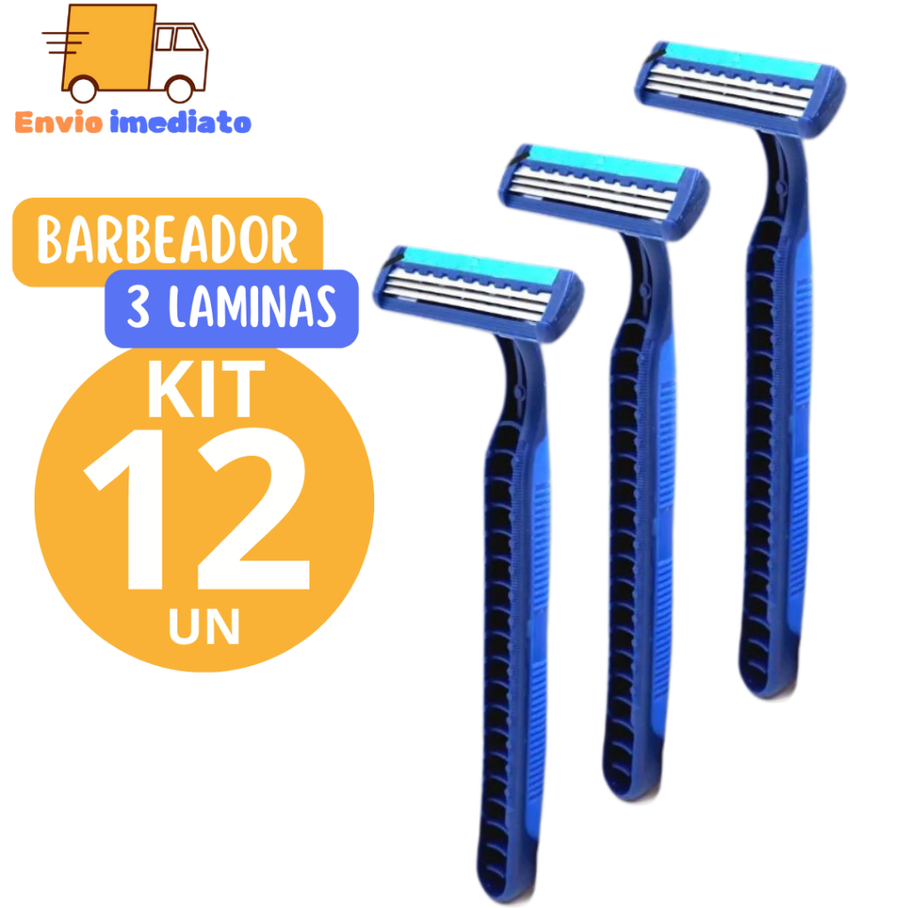 12 Unidades Aparelho De Barbear Barbeador Descartável Com 3 lâmina Com Fita Lubrificante Cartela 12 Unidades