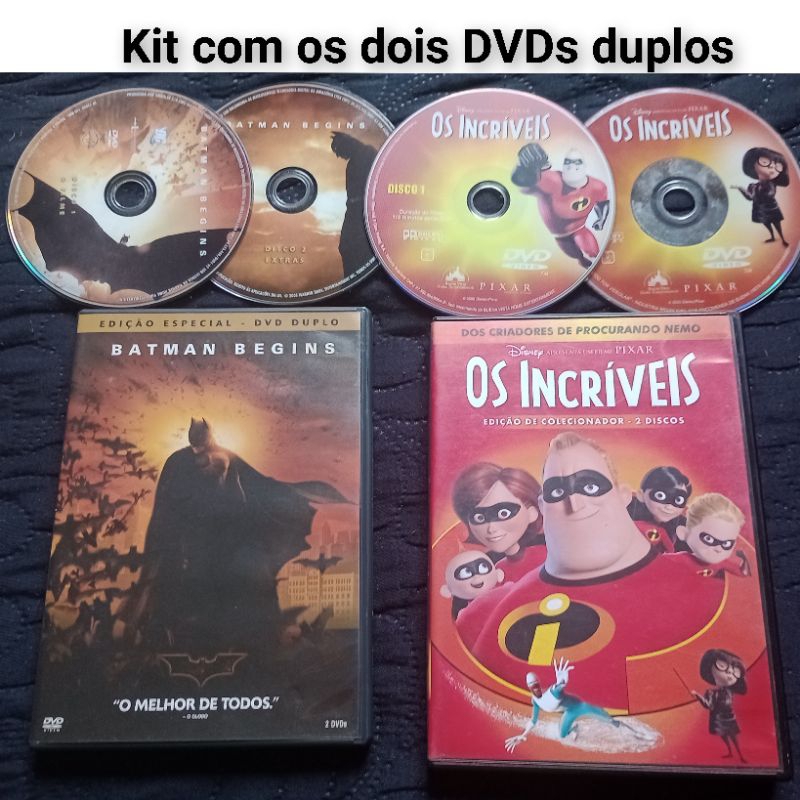 DVD duplo Batman begins mais DVD duplo Os incríveis