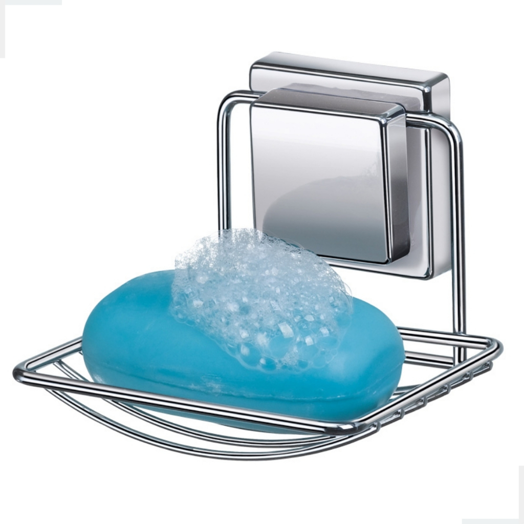 Saboneteira De Parede Porta Sabonete em Barra Banheiro Lavabo Fixação Ventosa Cromado Arthi em Oferta na Shopee