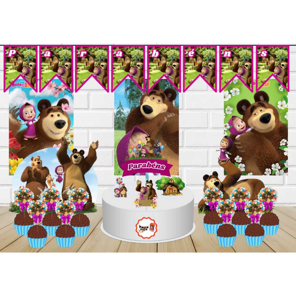 Kit Festa Marsha e o Urso em Oferta na Shopee