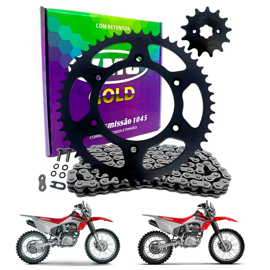 Kit Relação Honda Crf230 Todas Kmc Gold C/ Retentor Aço 1045 em Oferta na Shopee