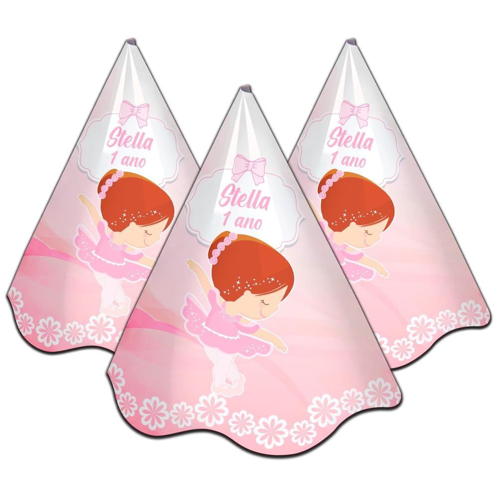 15,20,25,30,35 Chapéu Aniversario Infantil Personalizado Bailarina Elástico Lembrancinha Outros Tema