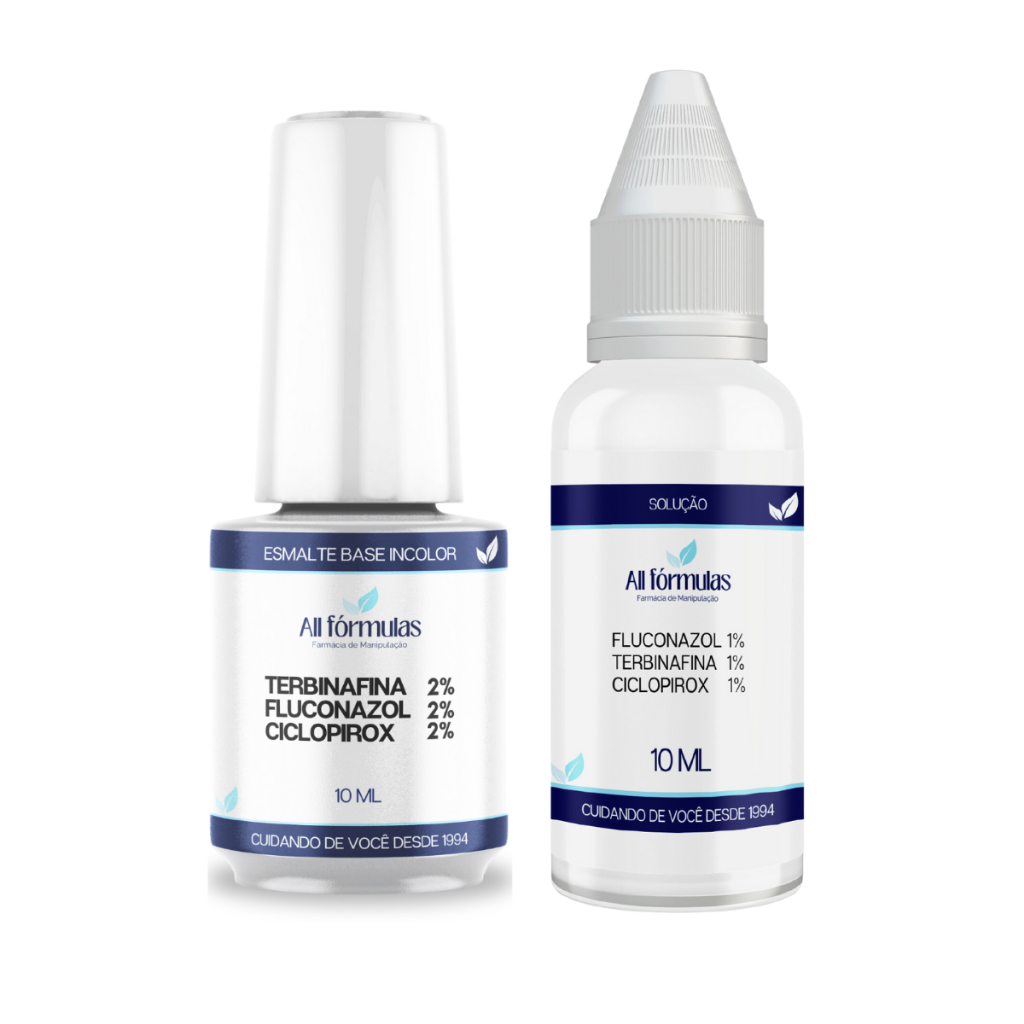 KIT 2 - 1 Solução 10 ML + 1 Esmalte 10 ML - Ciclopirox, Terbinafina, Fluconazol em Oferta na Shopee